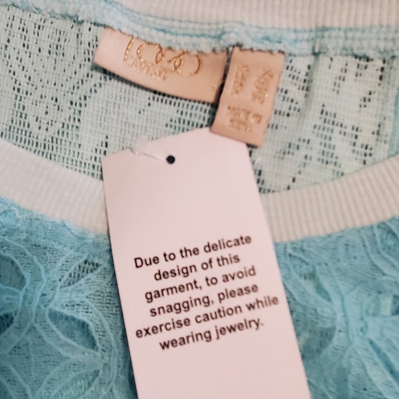 NWOT LOGO Lavish By Lori Goldstein Patchwork 3/4 Sleeve Lace Top Size 2X Ret $86 - Picture 7 of 12